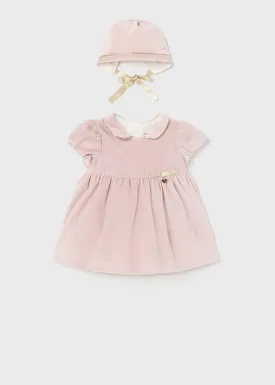 Mayoral 2821 087 - Baby Rose Velvet Dress with Hat