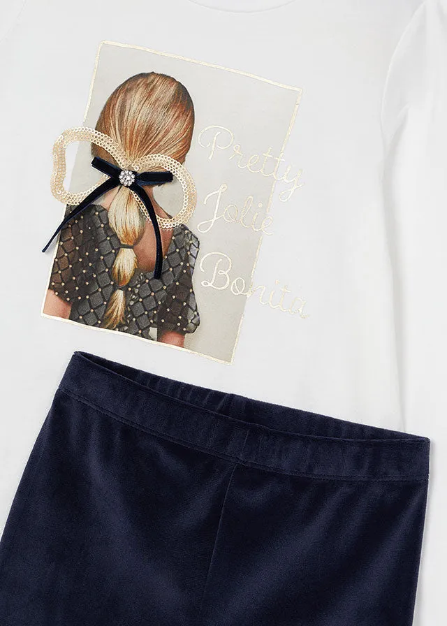 Mayoral 4705 045 - Navy Velvet Legging Set