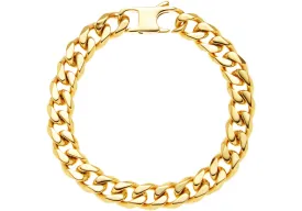 Mens 10mm Gold Stainless Steel Cuban Link Chain Bracelet