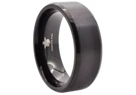 Mens 8mm Black Stainless Steel Basic Band Ring