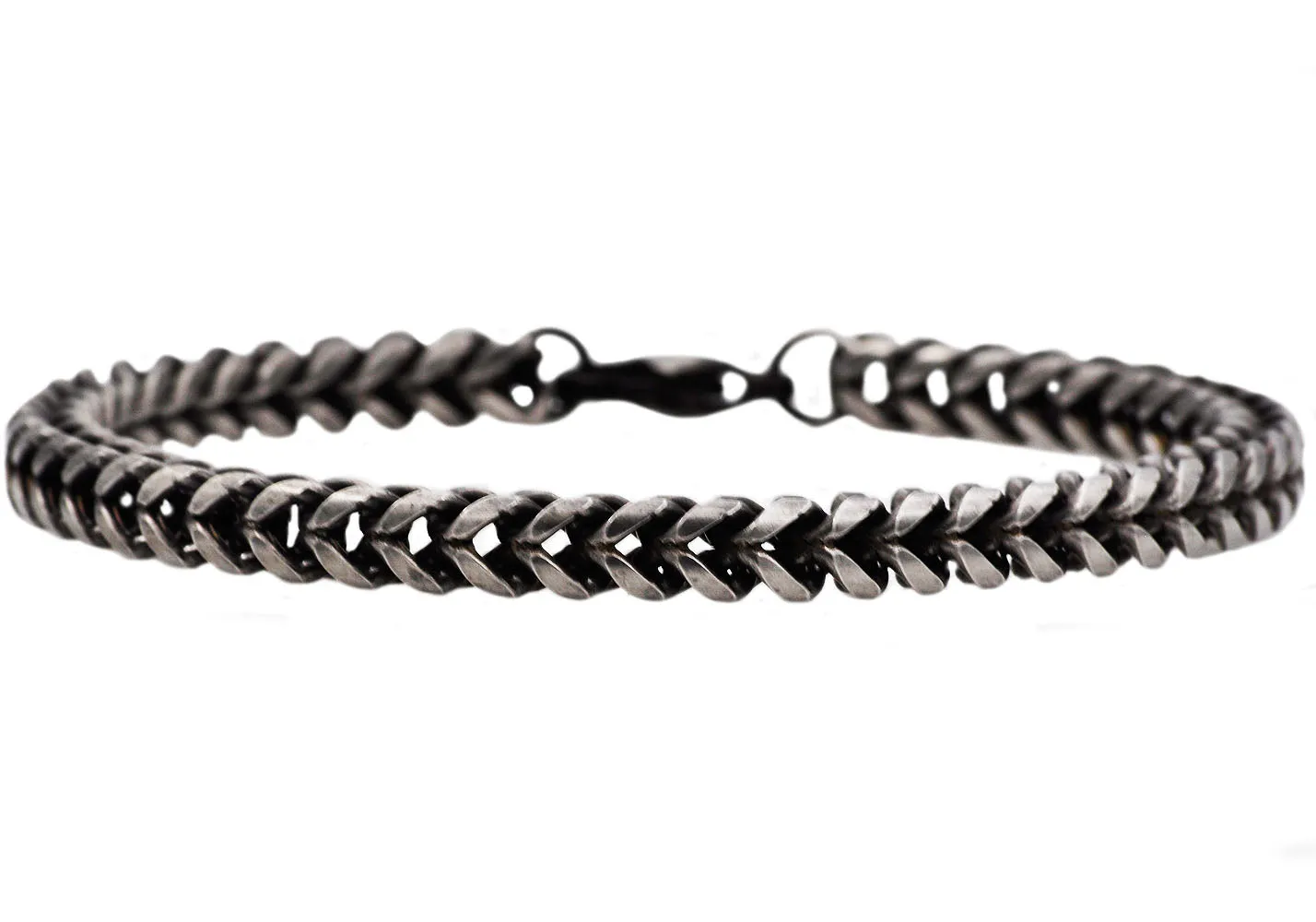 Mens Antique Plated Stainless Steel Franco Link Chain Bracelet