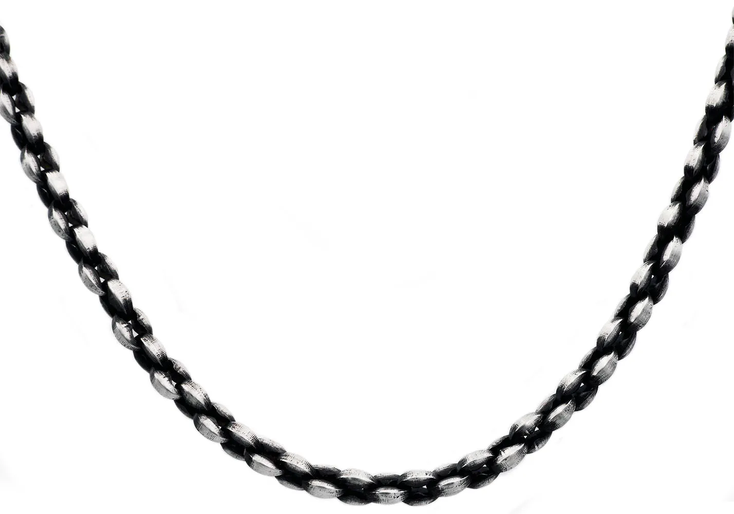Mens Antique Styled Stainless Steel Link Chain Necklace