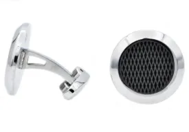 Mens Black Plated Stainless Steel Cuff Links