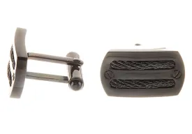 Mens Black Plated Stainless Steel Wire Cuff Links