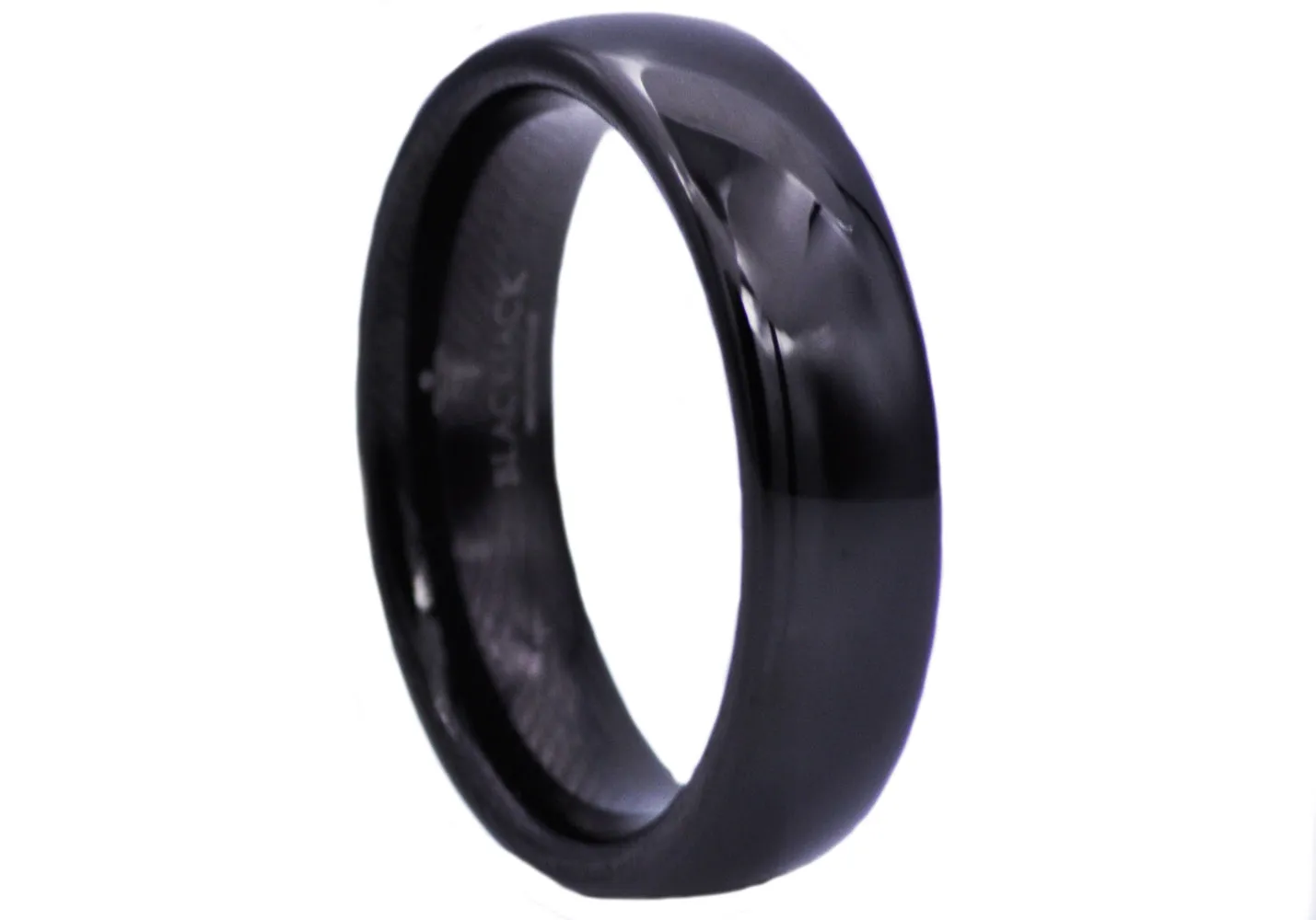 Mens Black Plated Tungsten Band Ring