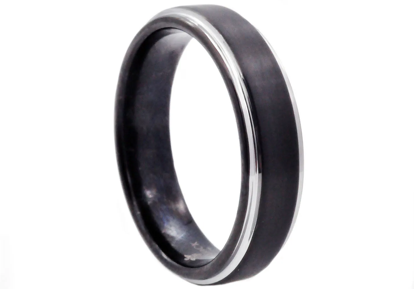 Mens Black Plated Tungsten Band Ring