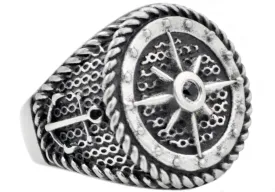 Mens Black Stainless Steel Helm Ring