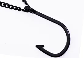 Mens Black Stainless Steel Hook Pendant