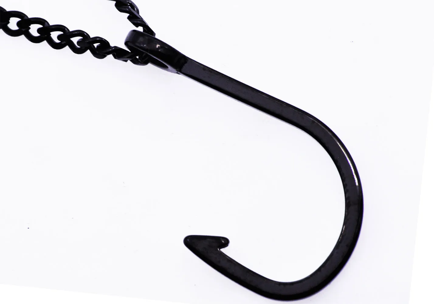 Mens Black Stainless Steel Hook Pendant
