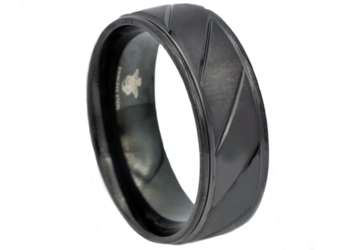Mens Black Stainless Steel Ring