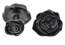 Mens Black Stainless Steel Rose Cuff Links