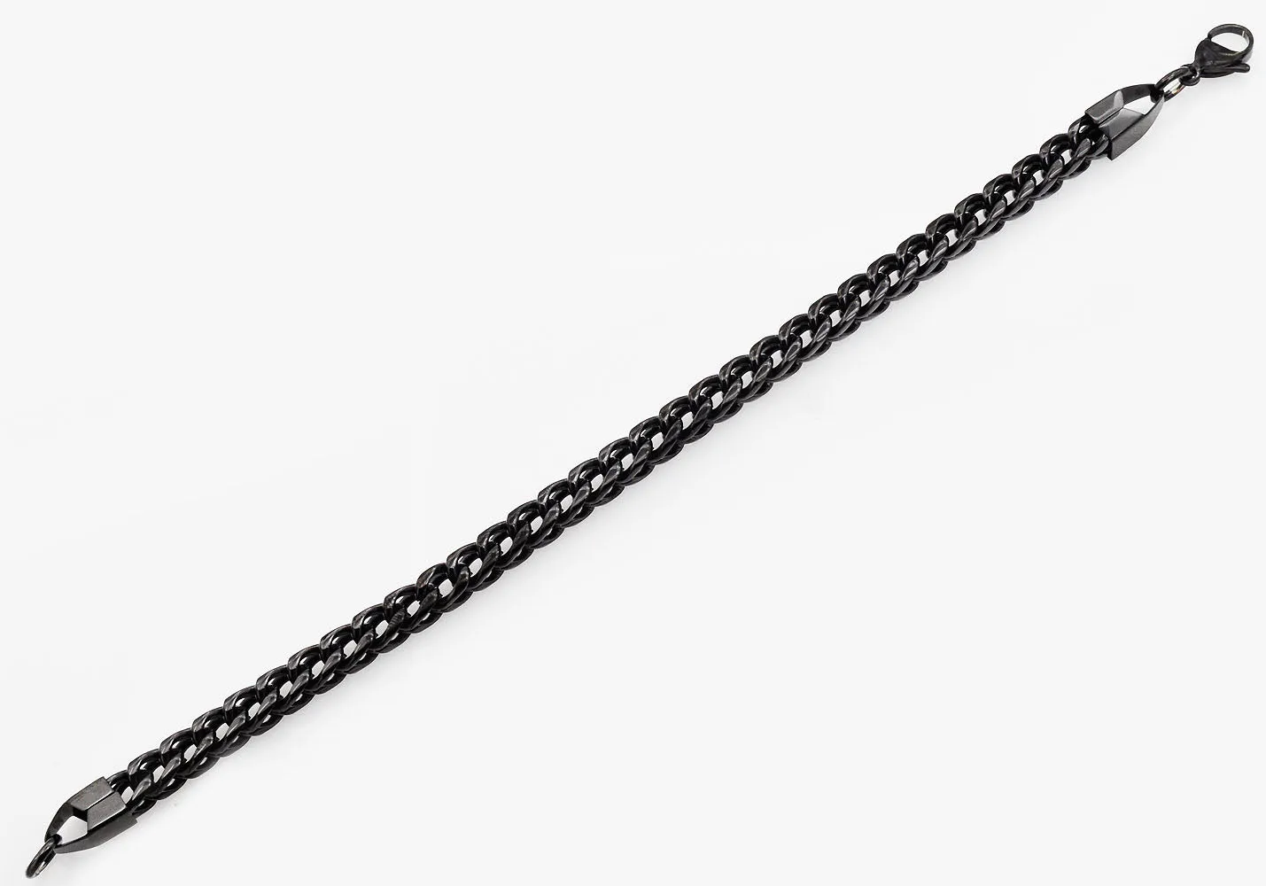 Mens Black Stainless Steel  Rounded Franco Link Chain Bracelet