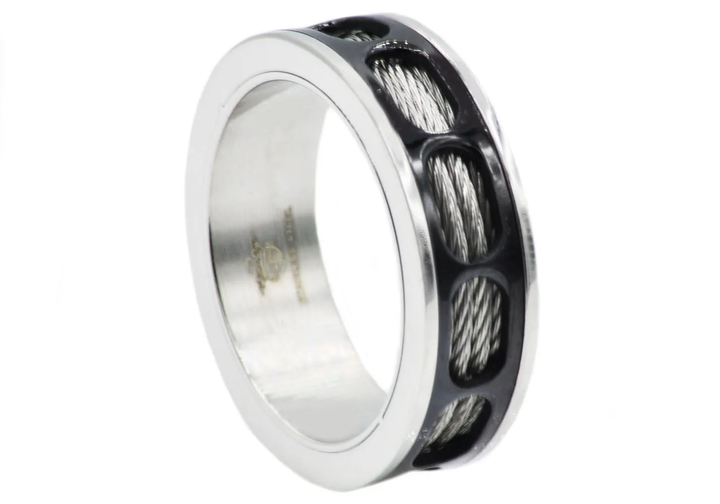 Mens Black Stainless Steel Wire Band