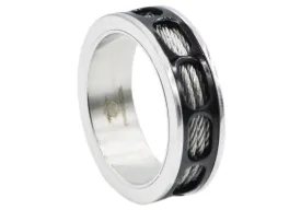 Mens Black Stainless Steel Wire Band
