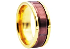 Mens Chocolate And Gold Stainless Steel Ring