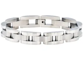 Mens Curved Link Stainless Steel Bracelet