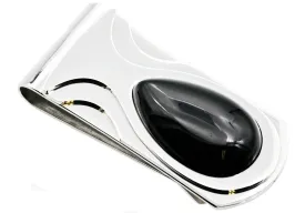 Mens Genuine Onyx Stainless Steel Money Clip