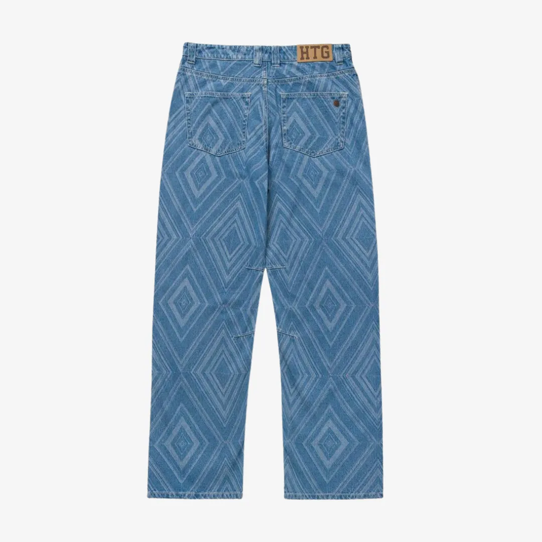 Premium Quality Mens Diamond Decorated Denim Pants in Indigo