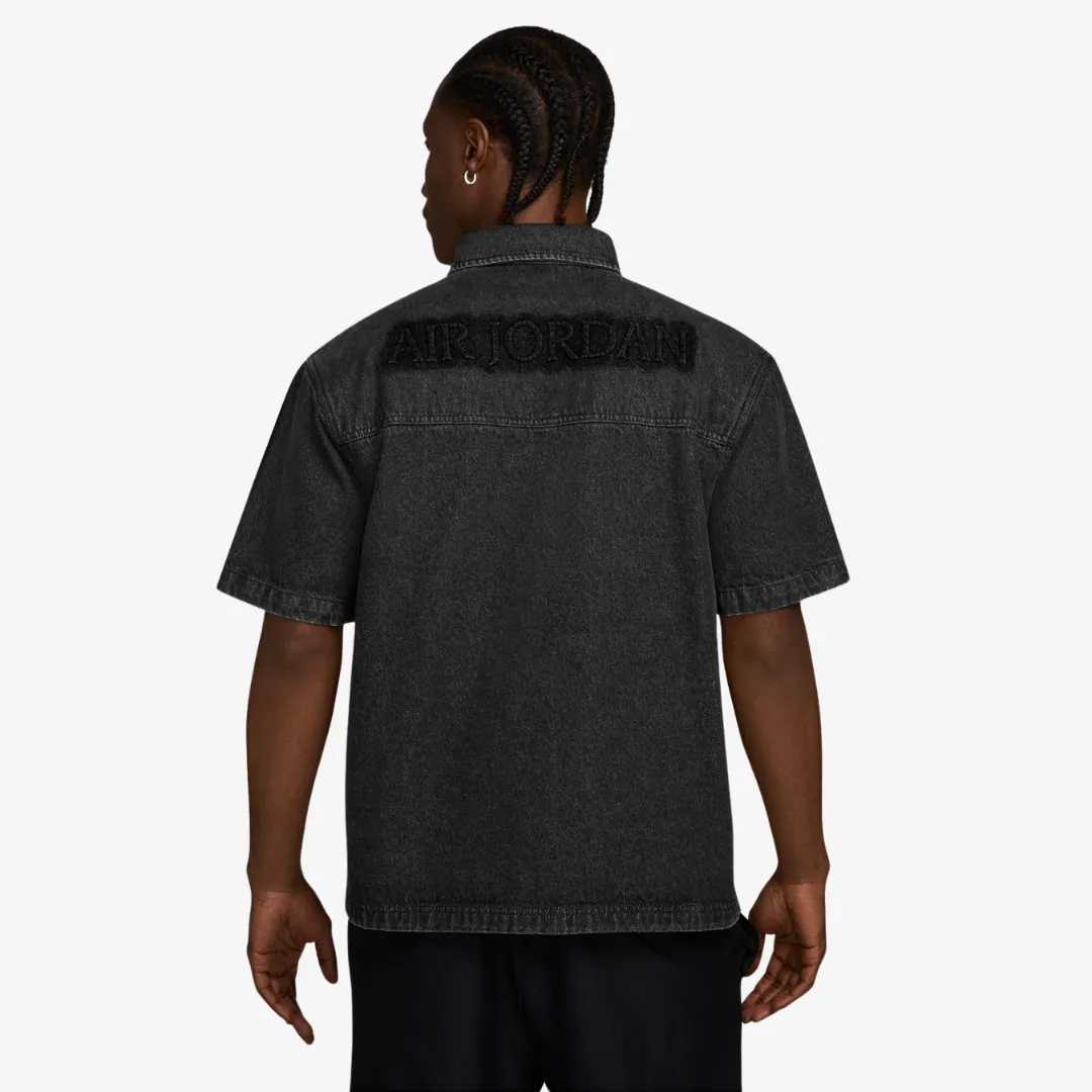mens jordan denim s/s button up (black)