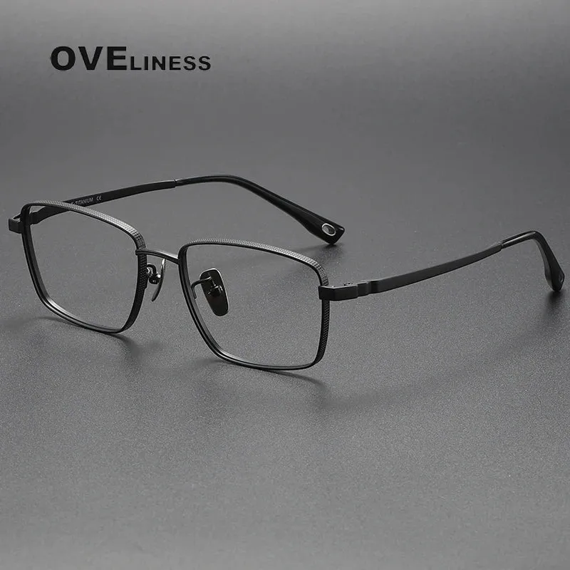 Oveliness Men's Full Rim Square Titanium Eyeglasses 80929