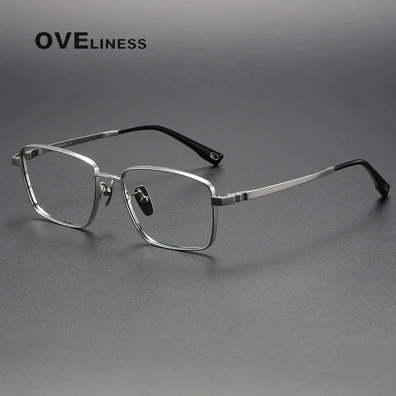 Oveliness Men's Full Rim Square Titanium Eyeglasses 80929