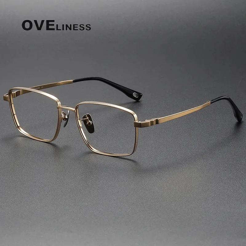Oveliness Men's Full Rim Square Titanium Eyeglasses 80929
