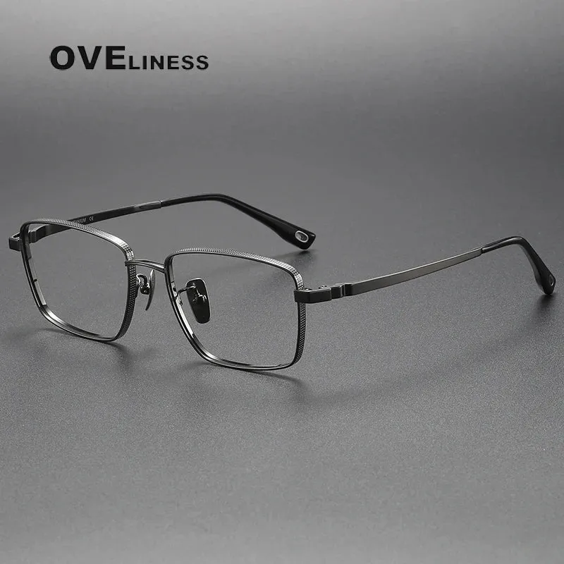 Oveliness Men's Full Rim Square Titanium Eyeglasses 80929