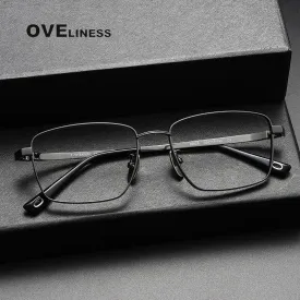 Oveliness Men's Full Rim Square Titanium Eyeglasses 80929