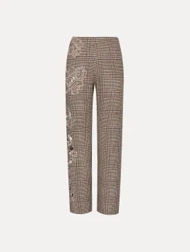 Peony Guipure Appliqué Plaid Pant