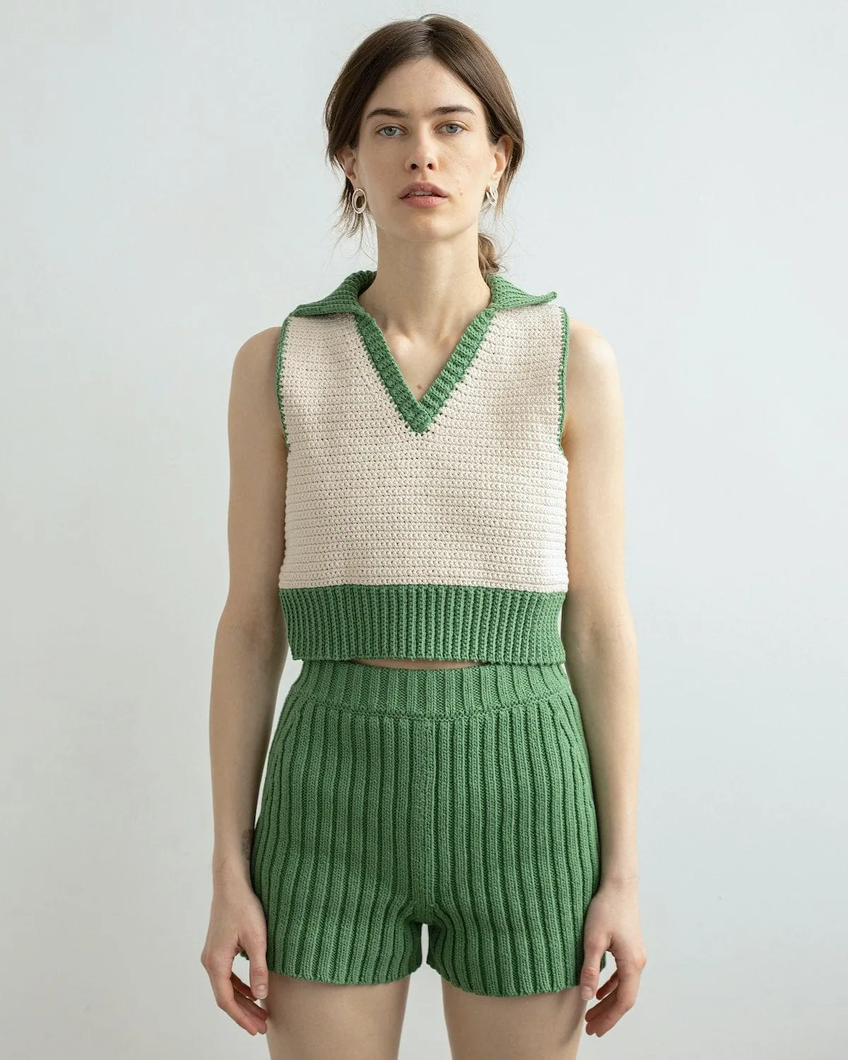 Pilnatis: Fern Green Cotton Shorts