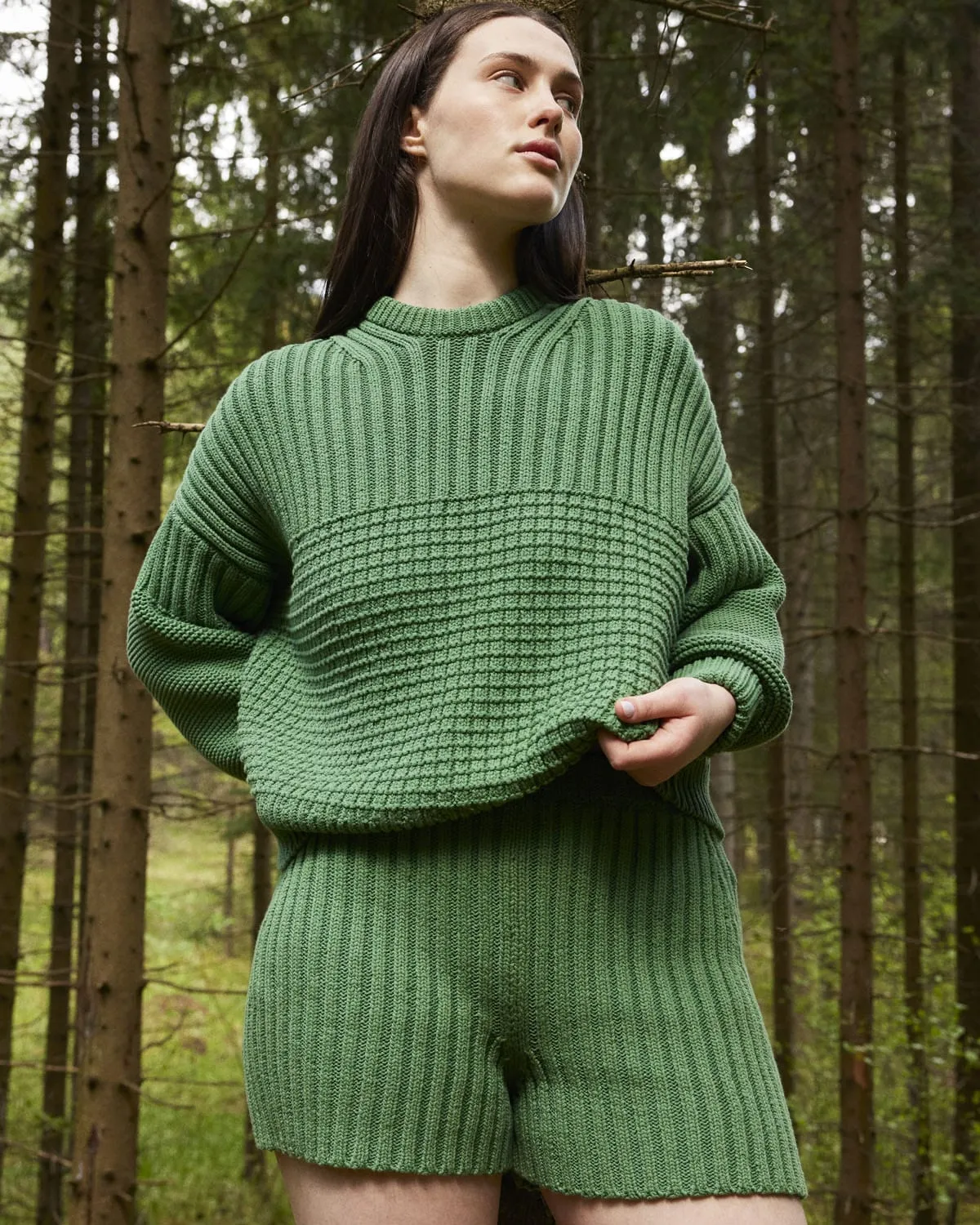 Pilnatis: Fern Green Cotton Shorts