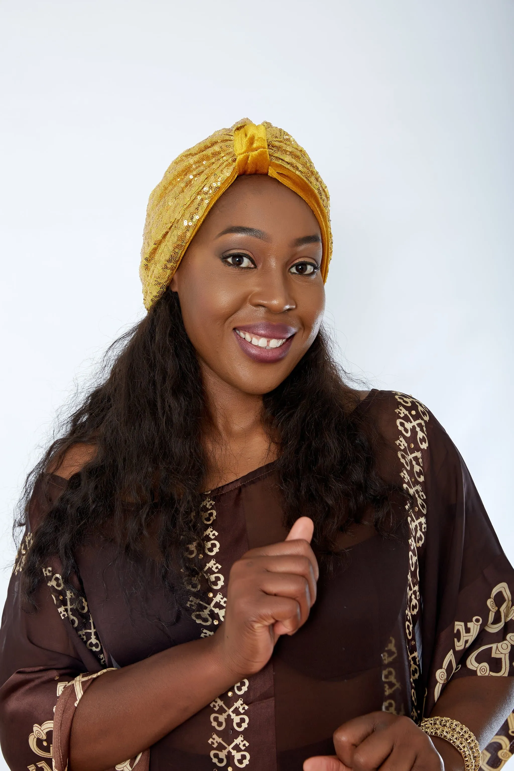 Premade Ready to Wear Red Sequin Velvet Turban Cap - Lola