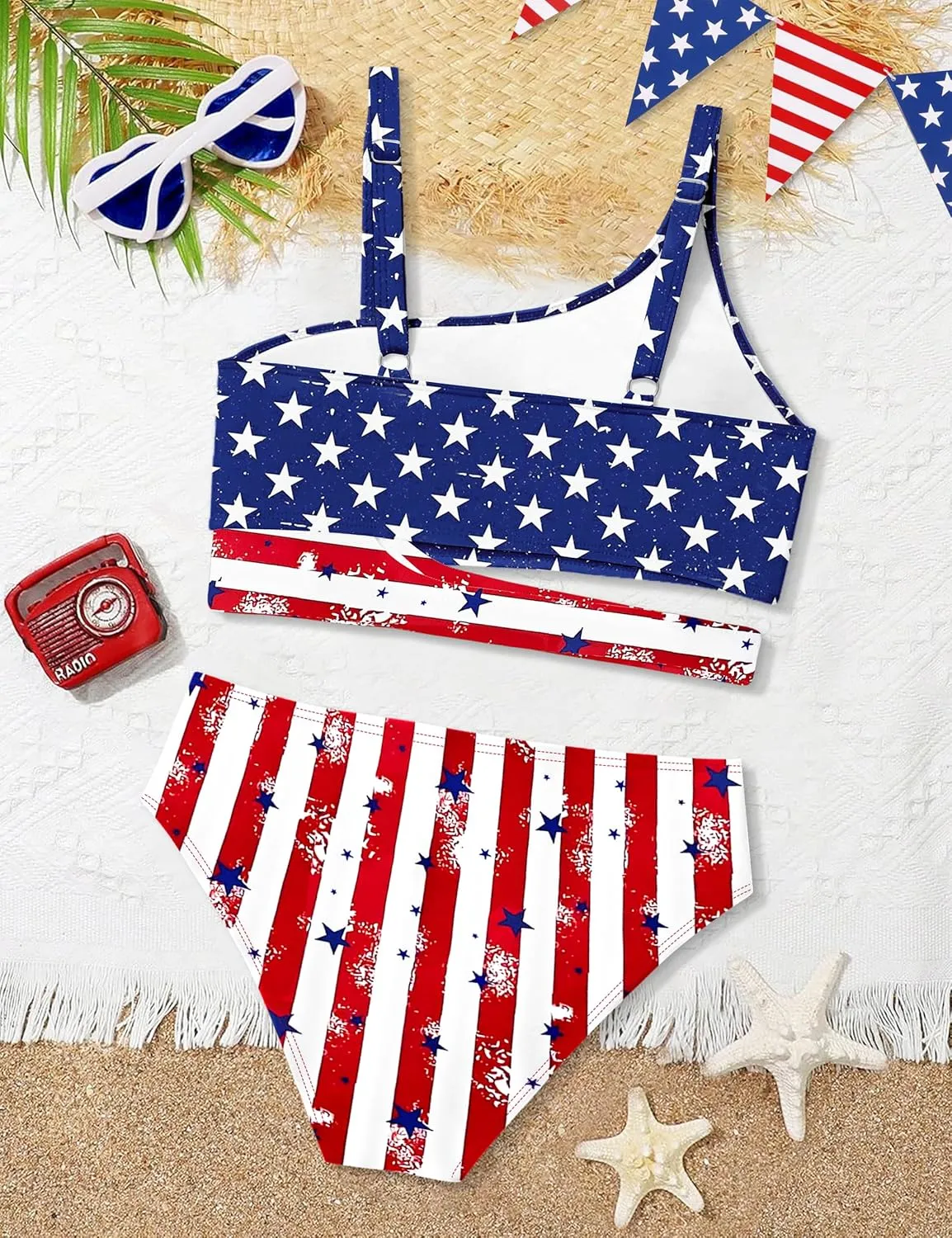 Queenstyle Girls Swimsuits Bikini Set Kids Cutout Bathing Suit Bikini Top Two Piece Girls' Swimwear