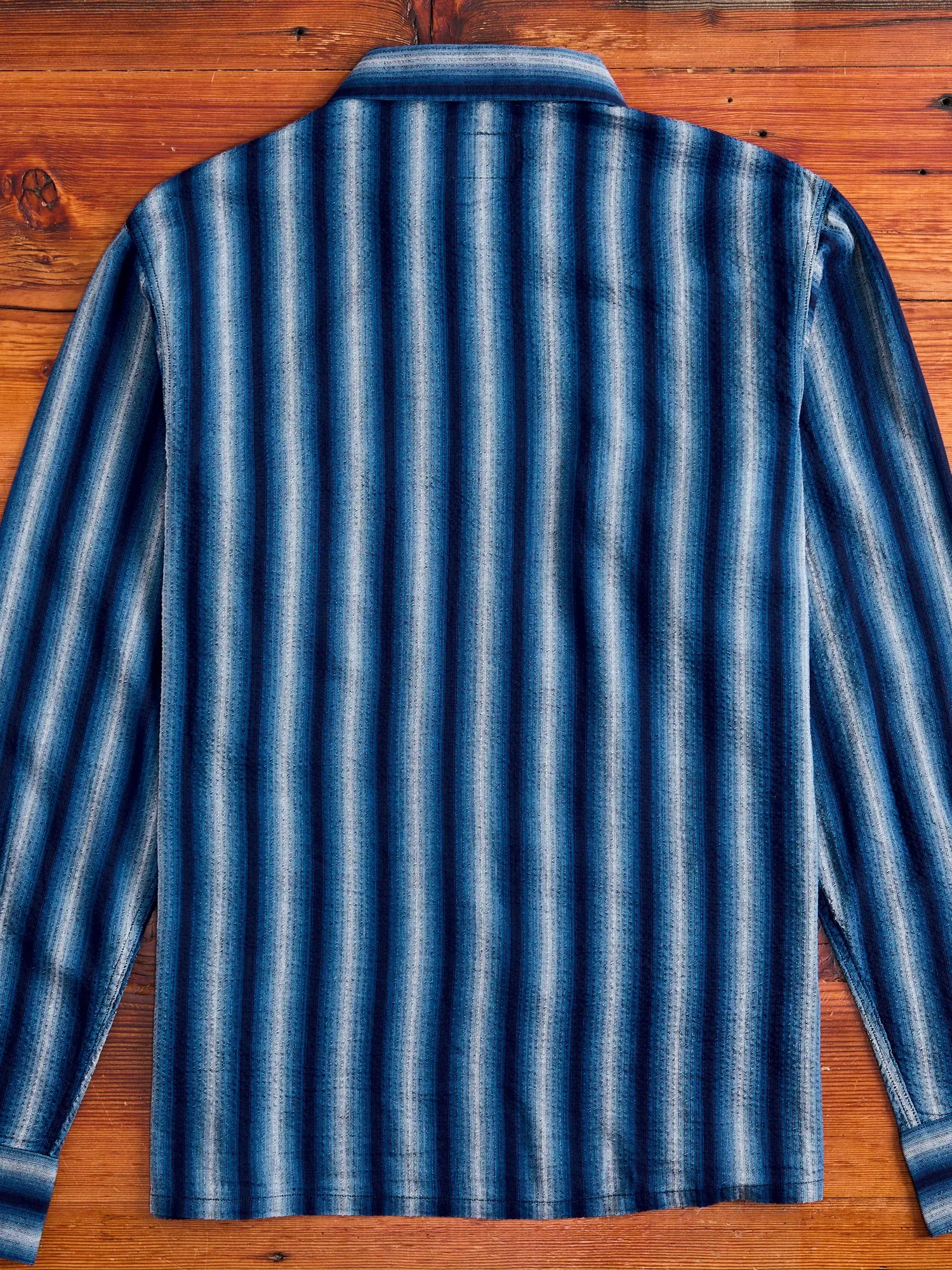 "Awa-Ai" Long Sleeve Shirt in Indigo Shijira Stripe