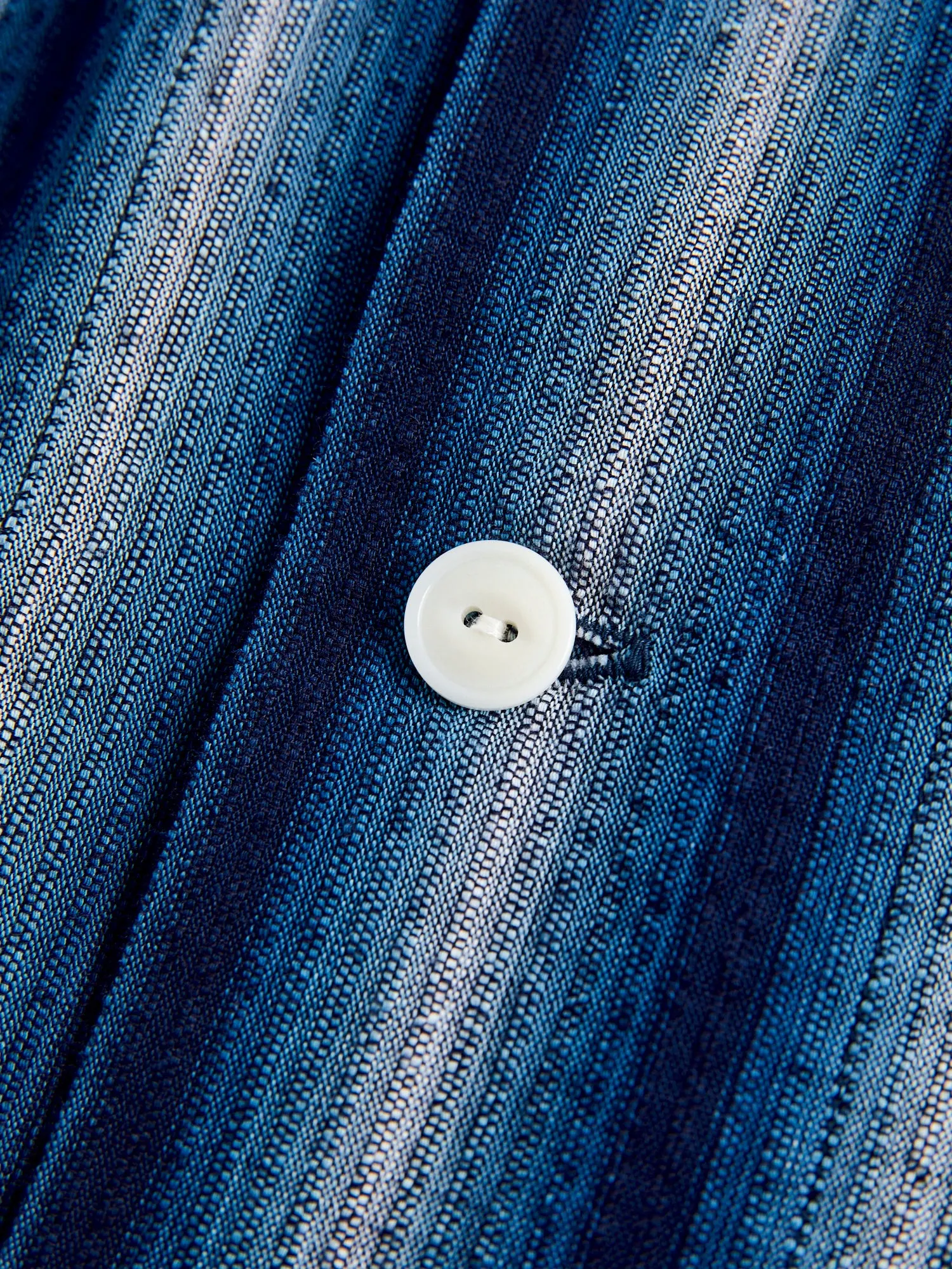 "Awa-Ai" Long Sleeve Shirt in Indigo Shijira Stripe