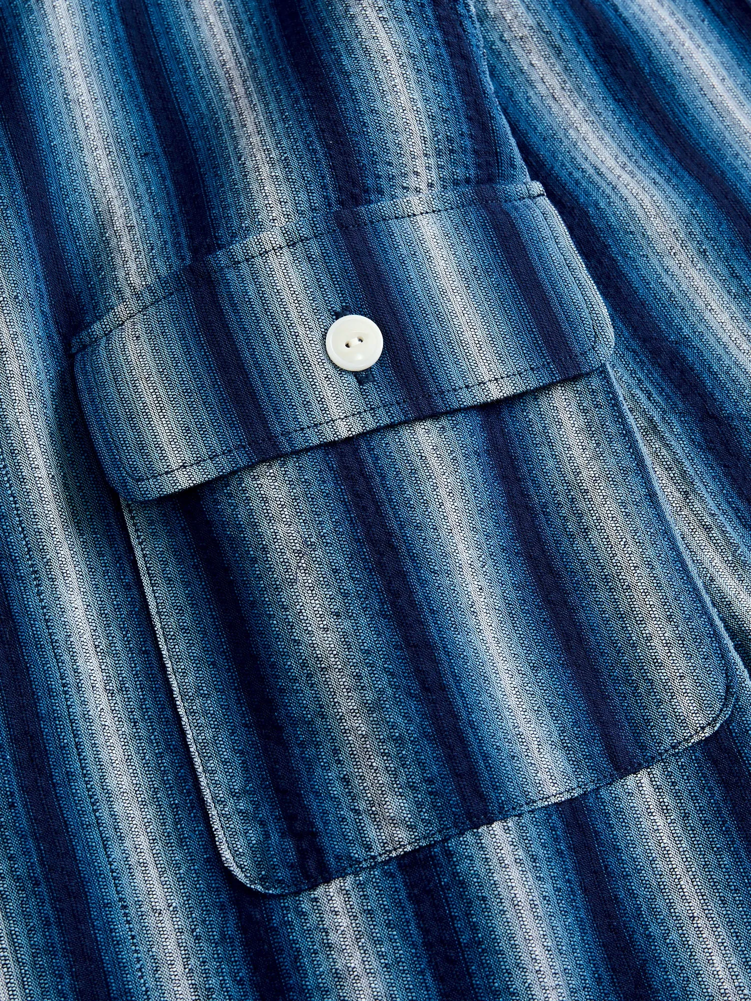 "Awa-Ai" Long Sleeve Shirt in Indigo Shijira Stripe