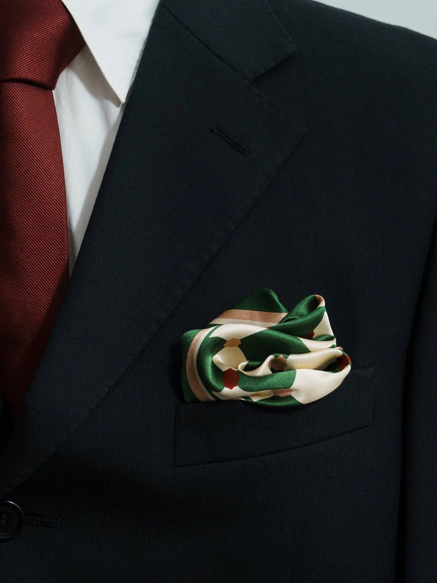 "Checkerboard" Silk Pocket Square - Green