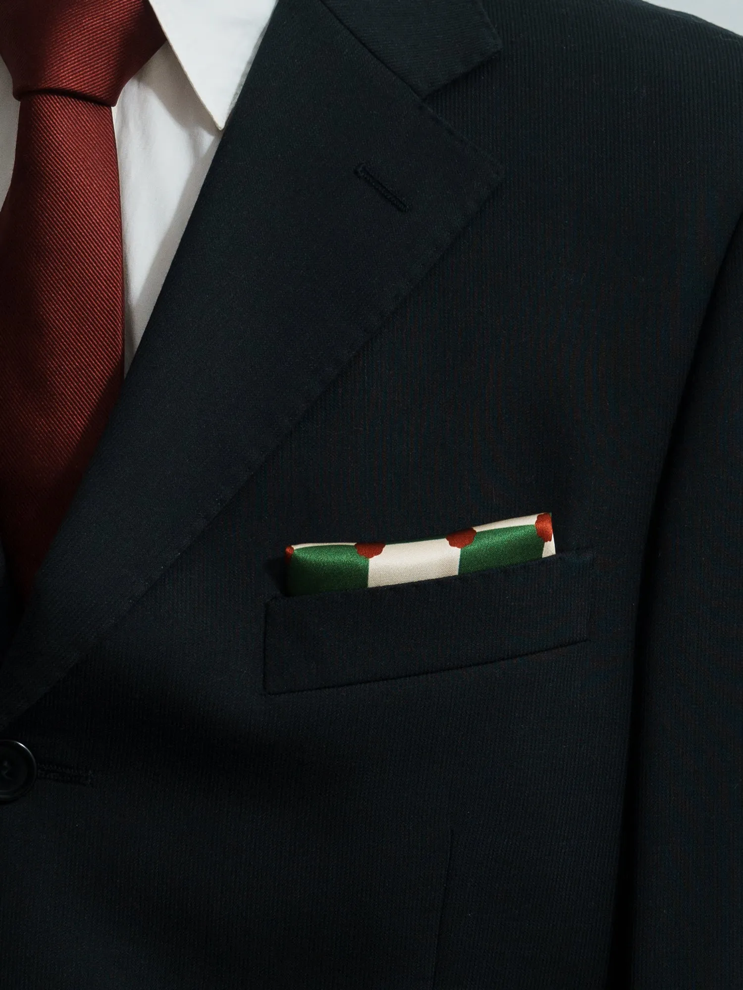 "Checkerboard" Silk Pocket Square - Green
