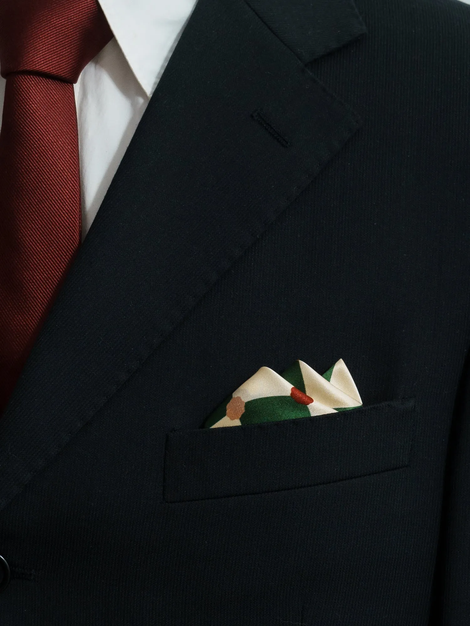 "Checkerboard" Silk Pocket Square - Green