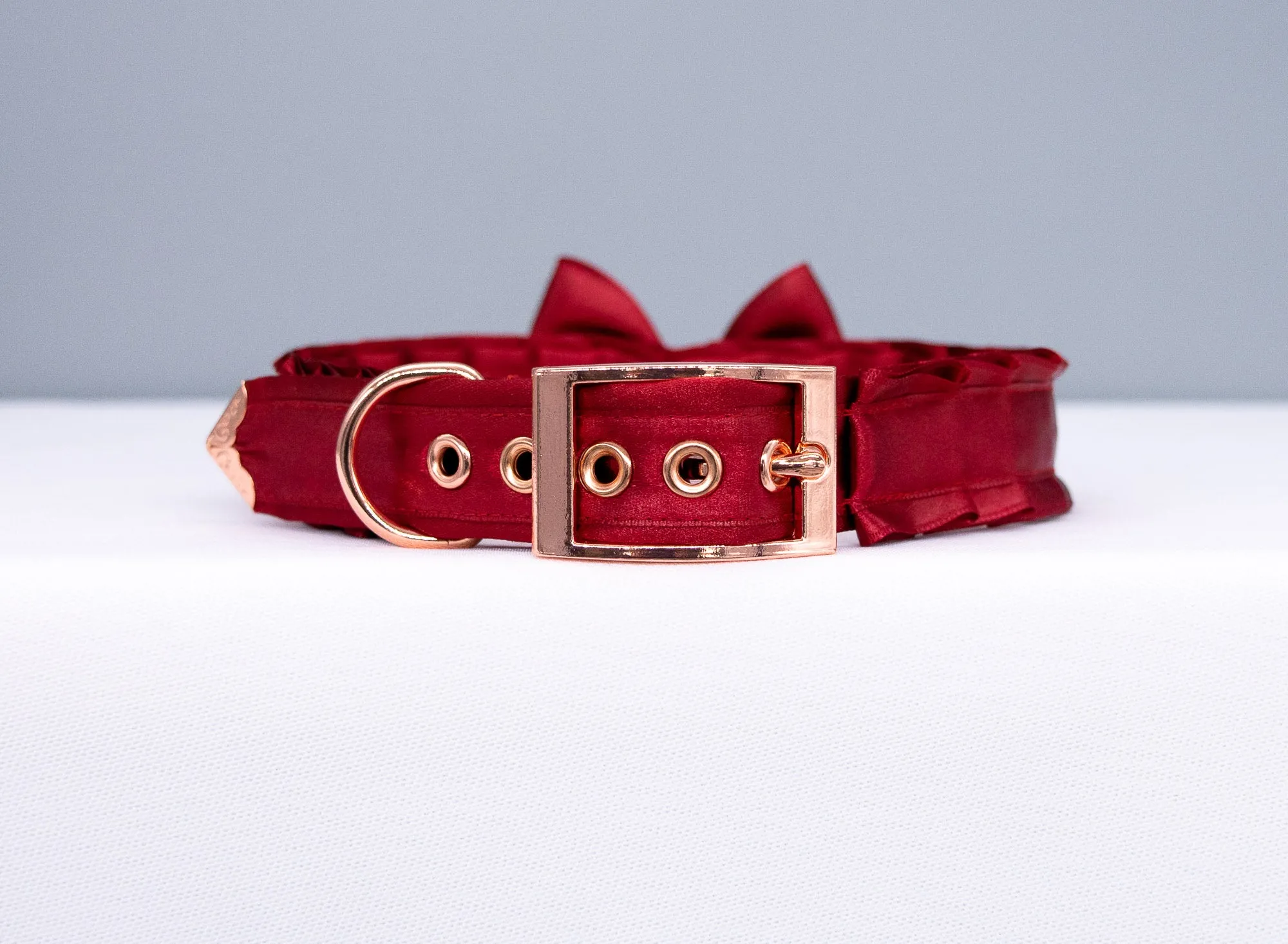 Red and Rose Gold Collar and Leash Set