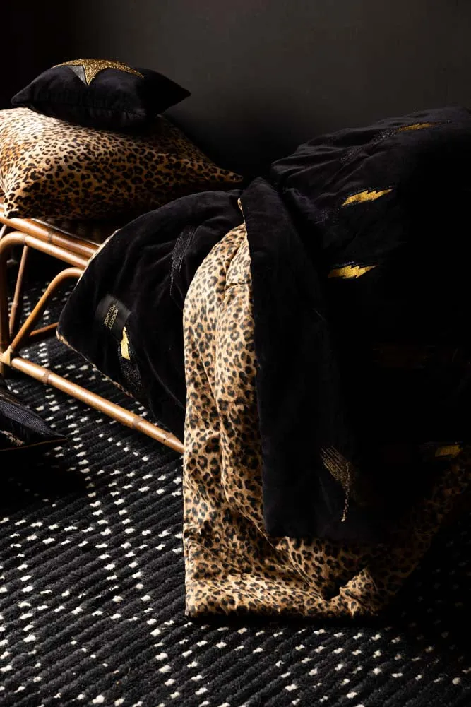 Reversible Black Lovestruck & Leopard Print Throw