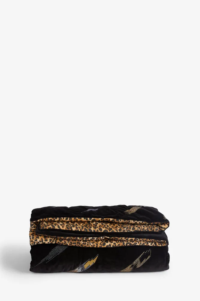 Reversible Black Lovestruck & Leopard Print Throw