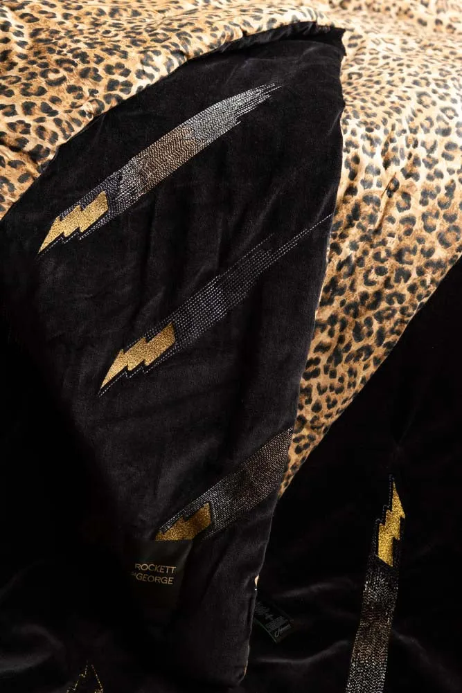 Reversible Black Lovestruck & Leopard Print Throw