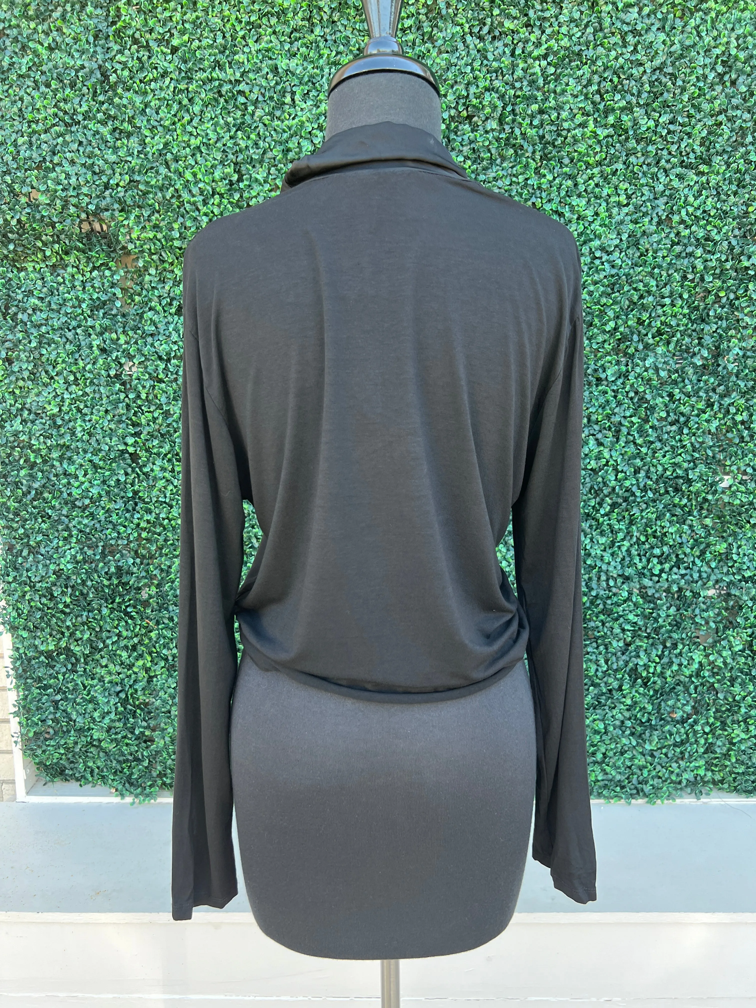 Satin & Knit Tie Cardigan