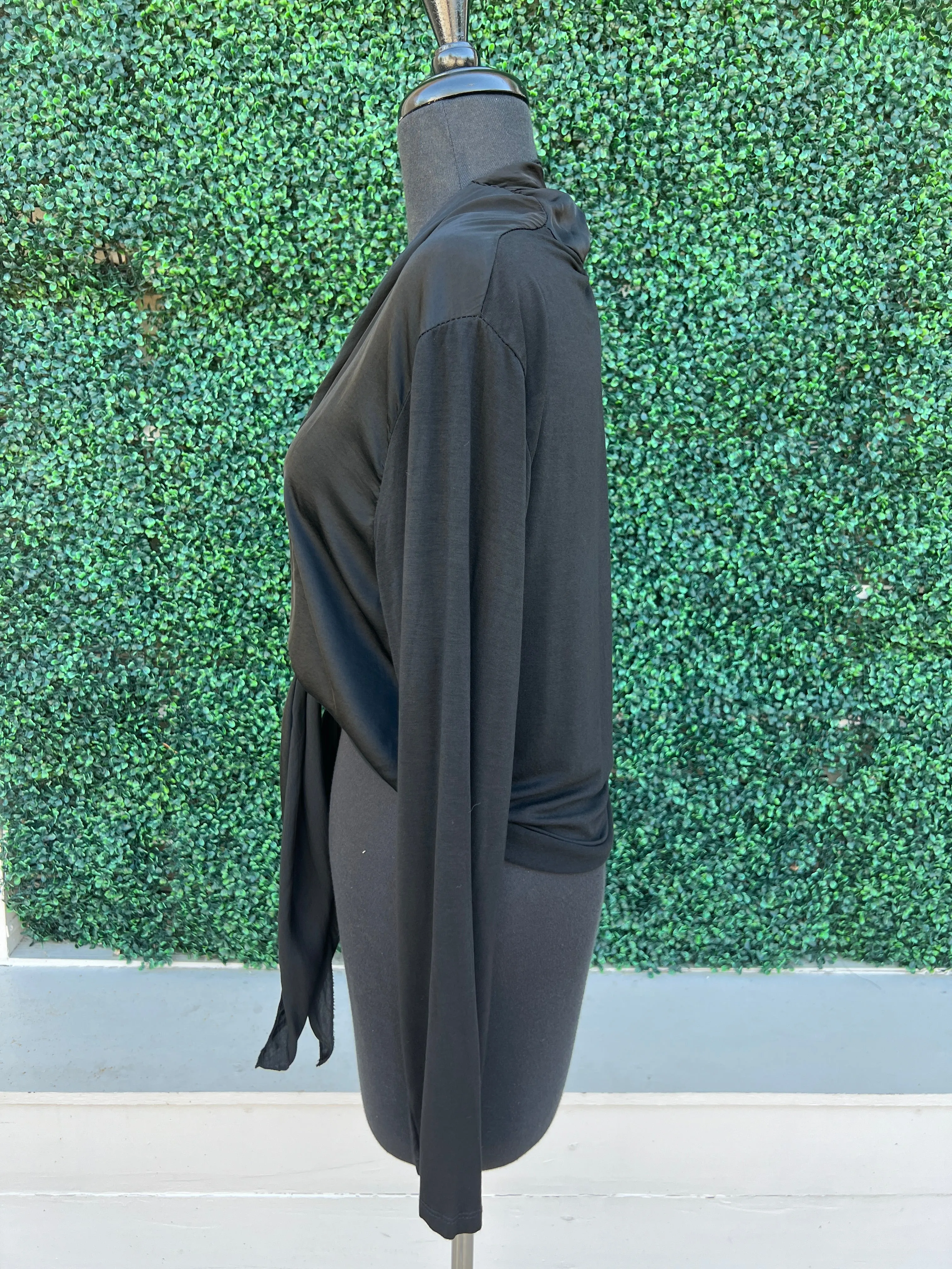 Satin & Knit Tie Cardigan