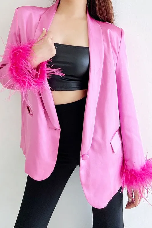 SATIN FEATHER BLAZER