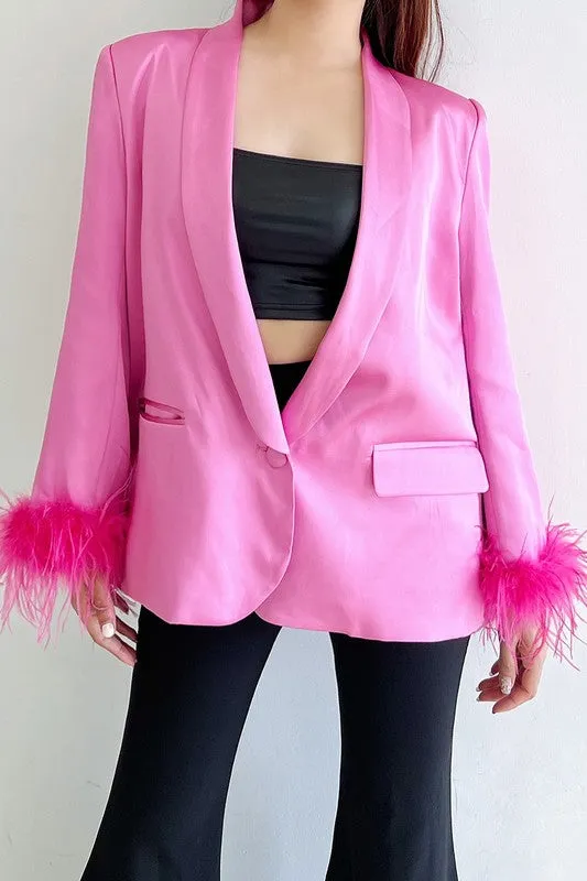 SATIN FEATHER BLAZER