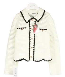 Self-Portrait Cream Crochet Cardigan with Gold Heart Buttons 8-10 Years
