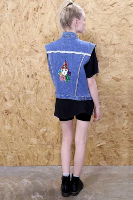 Sequin Clown Denim Waistcoat