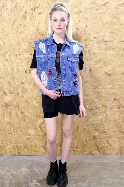 Sequin Clown Denim Waistcoat